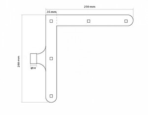 61.222 Torscharnier Schraubenbefestigung 250x290 35x4