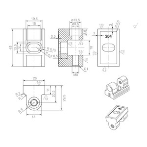 Glashalter  45x45x26mm mit halterung, 4XS (1) (1)